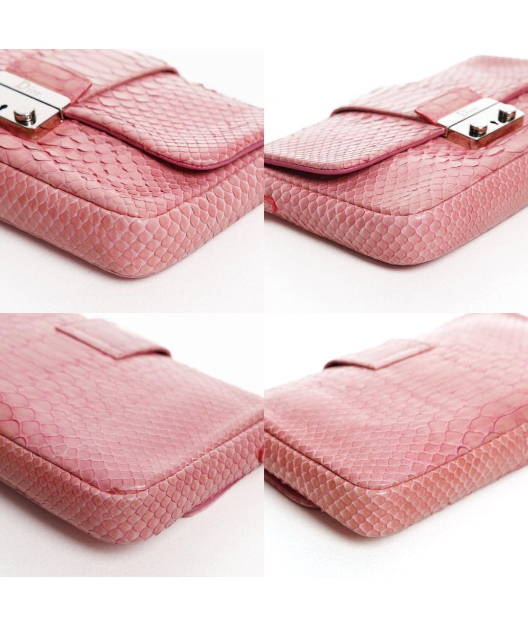 CHRISTIAN DIOR Розовая сумка через плечо из экзотической кожи, фото 4