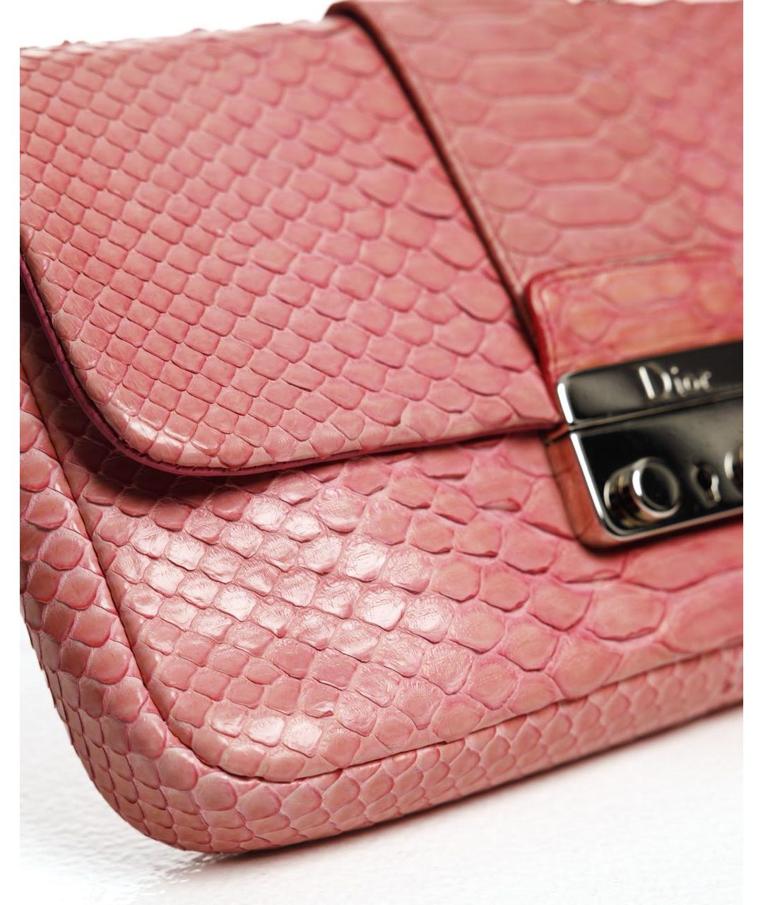 CHRISTIAN DIOR Розовая сумка через плечо из экзотической кожи, фото 7