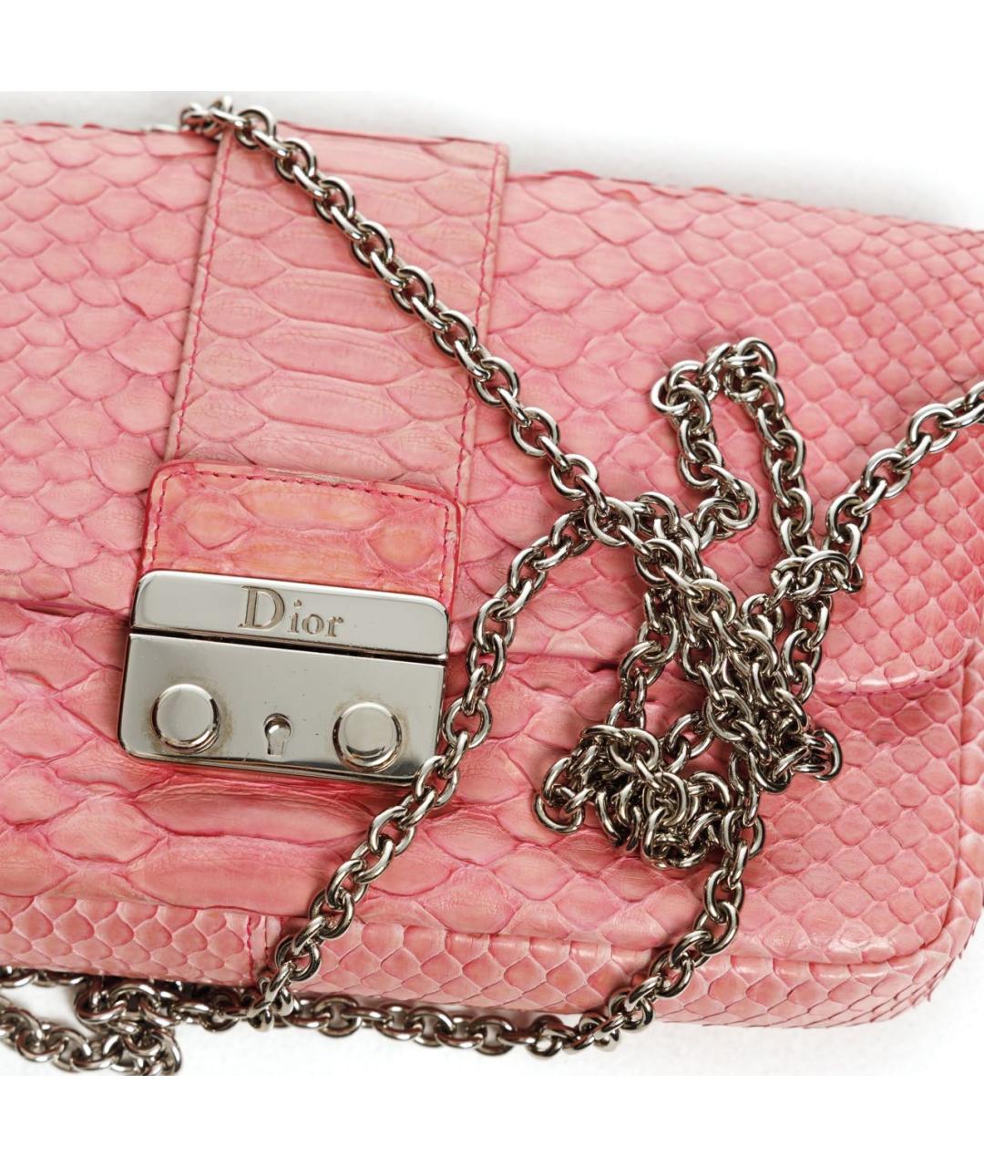 CHRISTIAN DIOR Розовая сумка через плечо из экзотической кожи, фото 8
