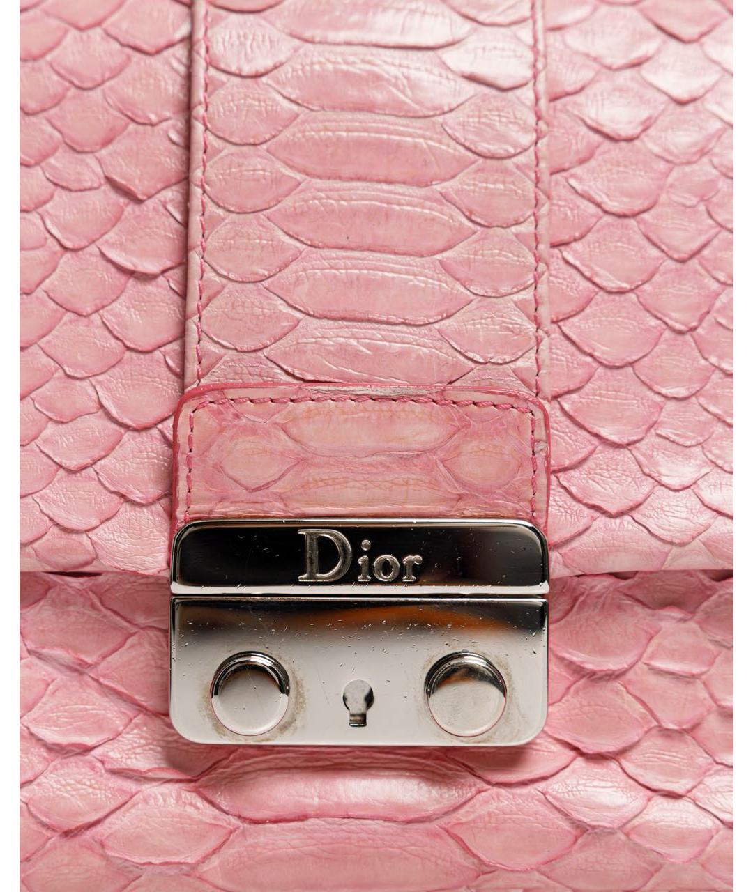 CHRISTIAN DIOR Розовая сумка через плечо из экзотической кожи, фото 6