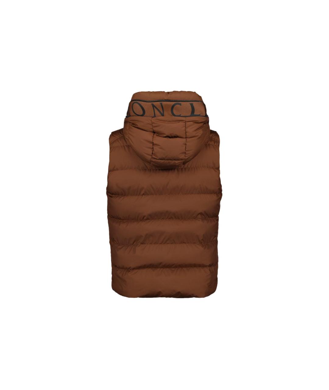 MONCLER Коричневый полиамидовый жилет, фото 2
