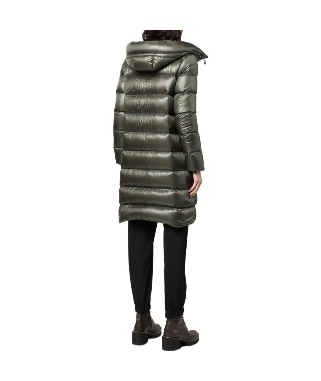 MONCLER Зеленый полиамидовый пуховик, фото 3