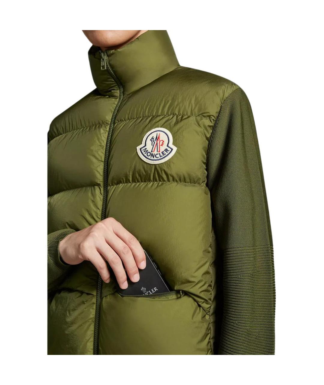 MONCLER Зеленый пуховик, фото 4
