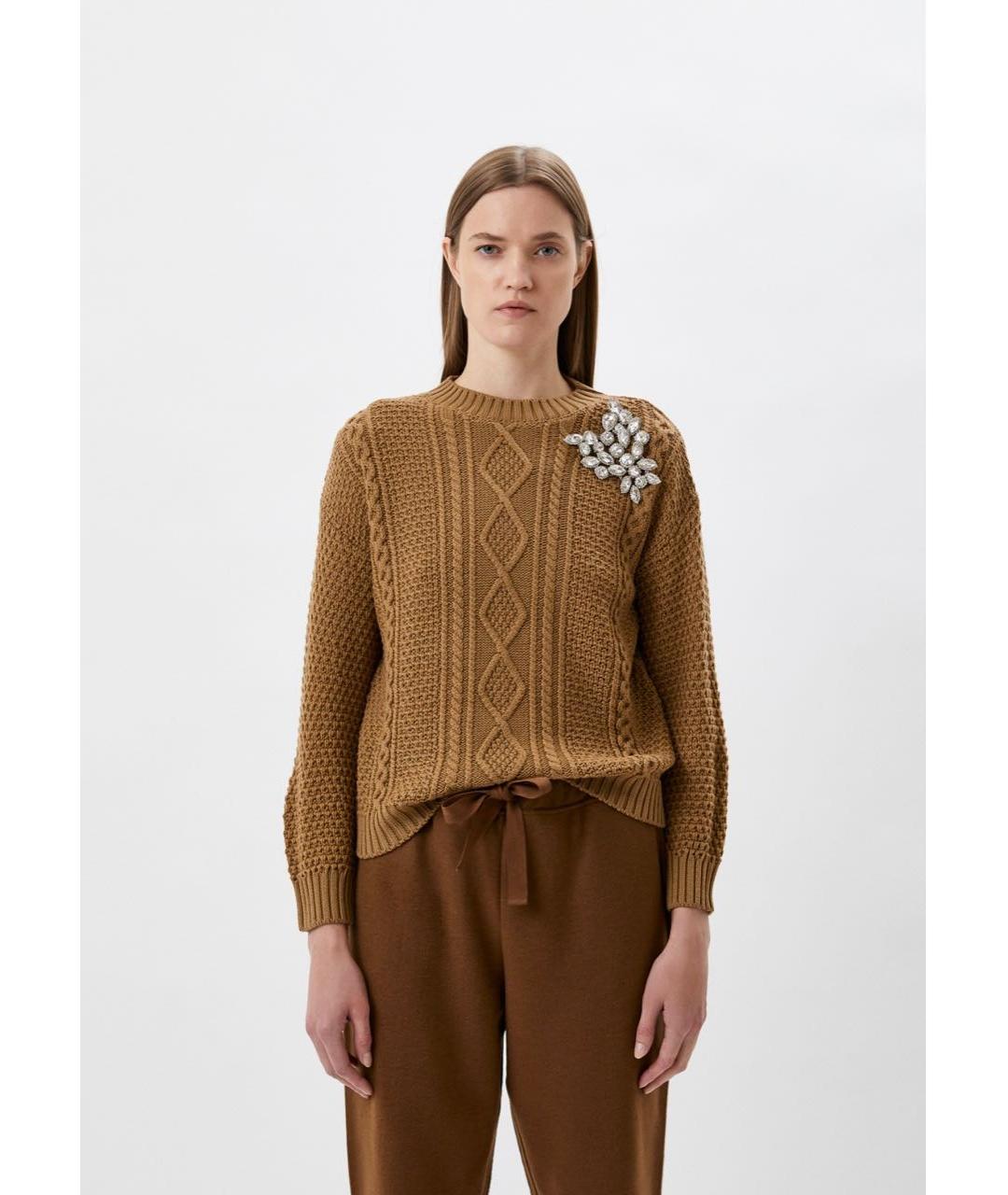 WEEKEND MAX MARA Бежевый шерстяной джемпер / свитер, фото 5