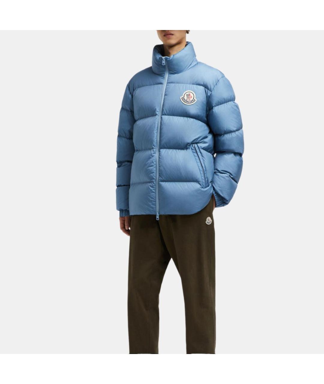 MONCLER Голубая полиамидовая куртка, фото 4