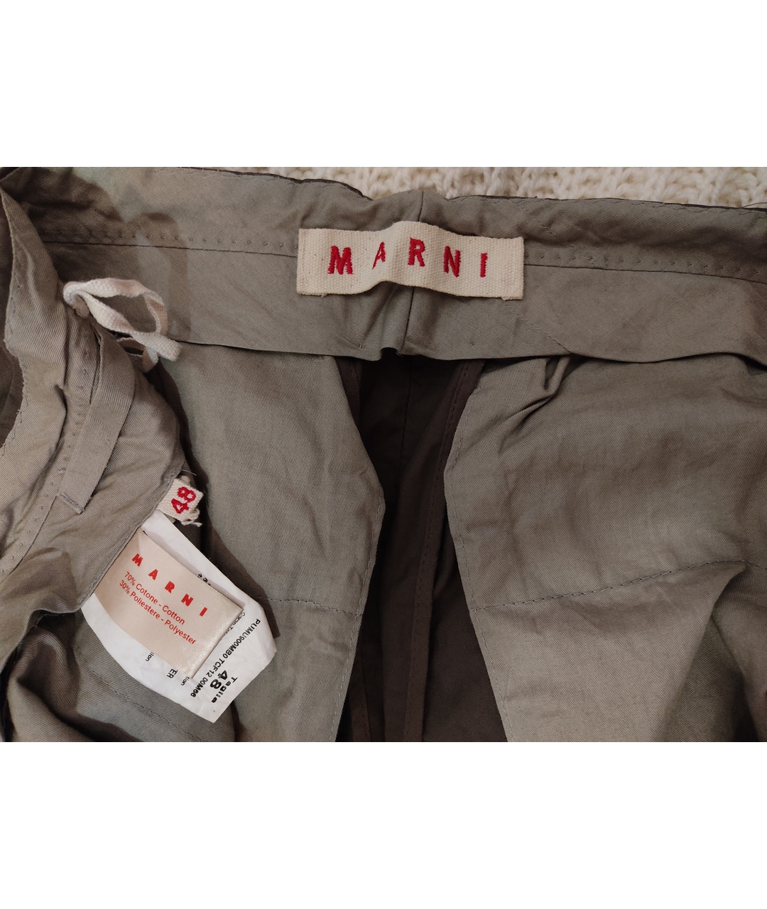 MARNI Серые хлопко-эластановые брюки чинос, фото 6