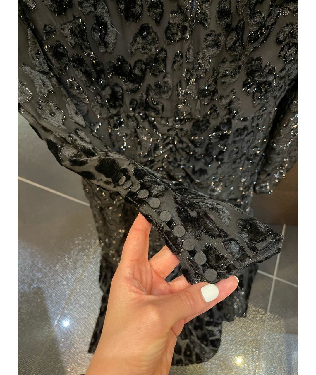 SELF-PORTRAIT Черное бархатное коктейльное платье, фото 4