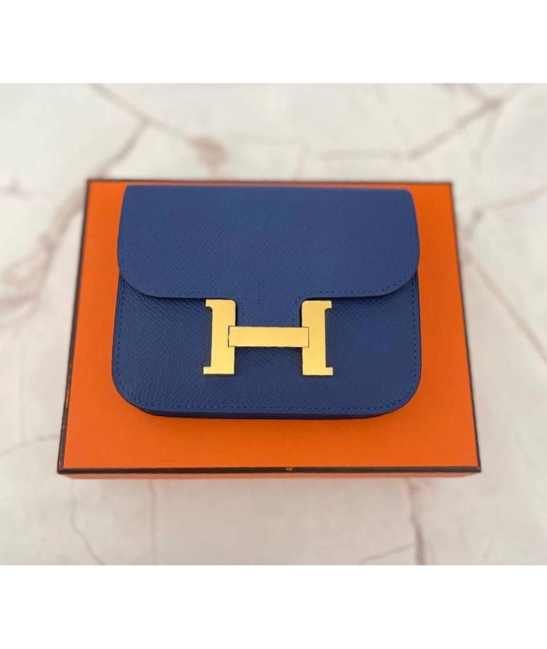 HERMES Синяя кожаная поясная сумка, фото 4
