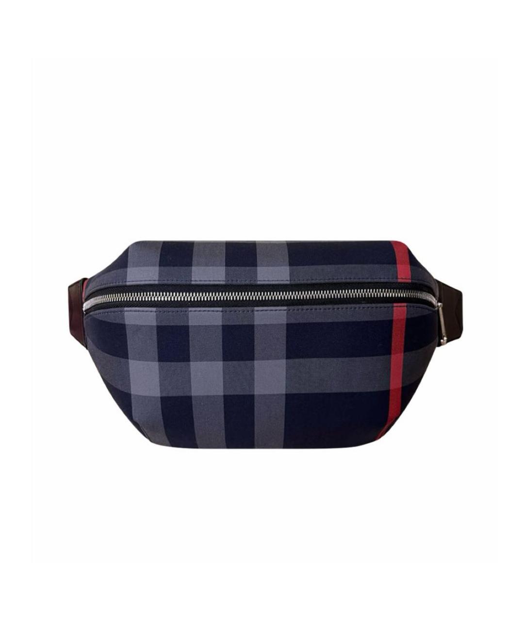 BURBERRY Темно-синяя тканевая поясная сумка, фото 7