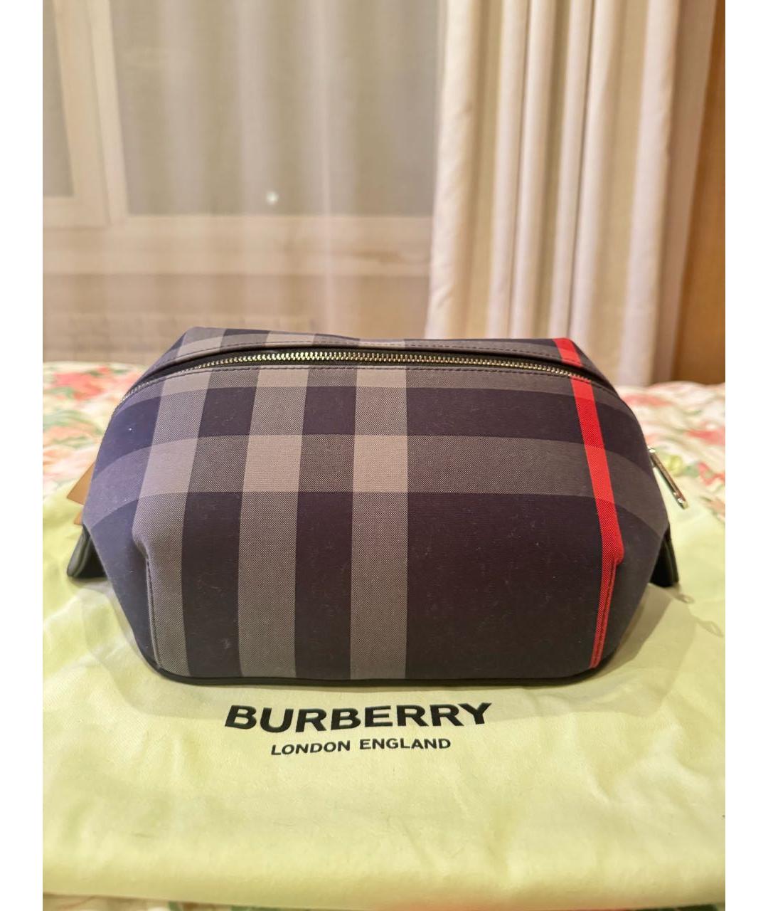 BURBERRY Темно-синяя тканевая поясная сумка, фото 5