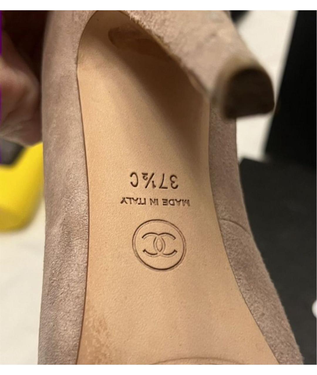 CHANEL Бежевые замшевые туфли, фото 4