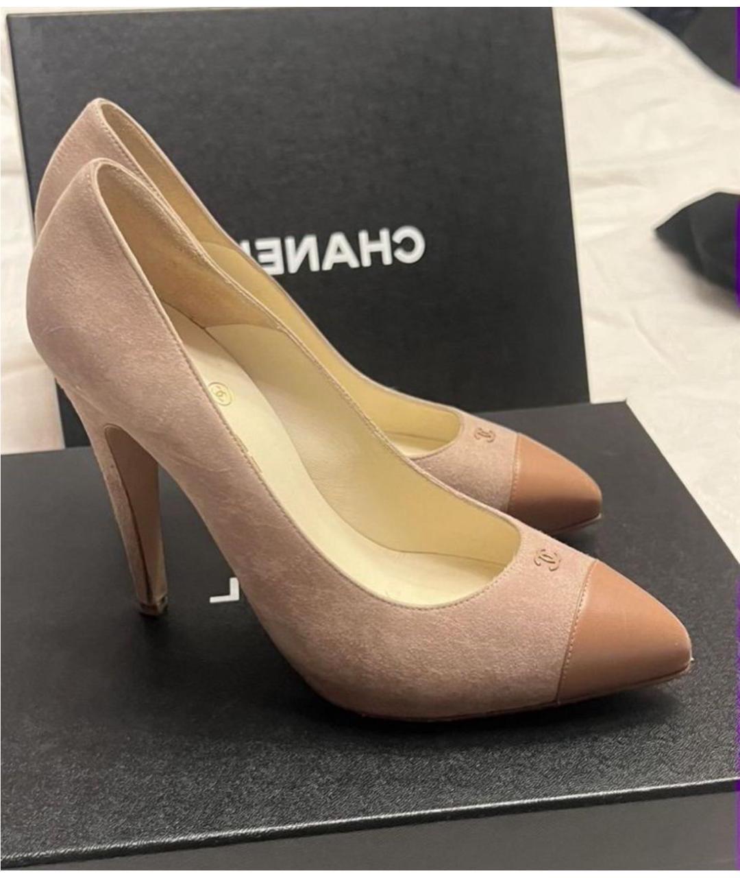 CHANEL Бежевые замшевые туфли, фото 6