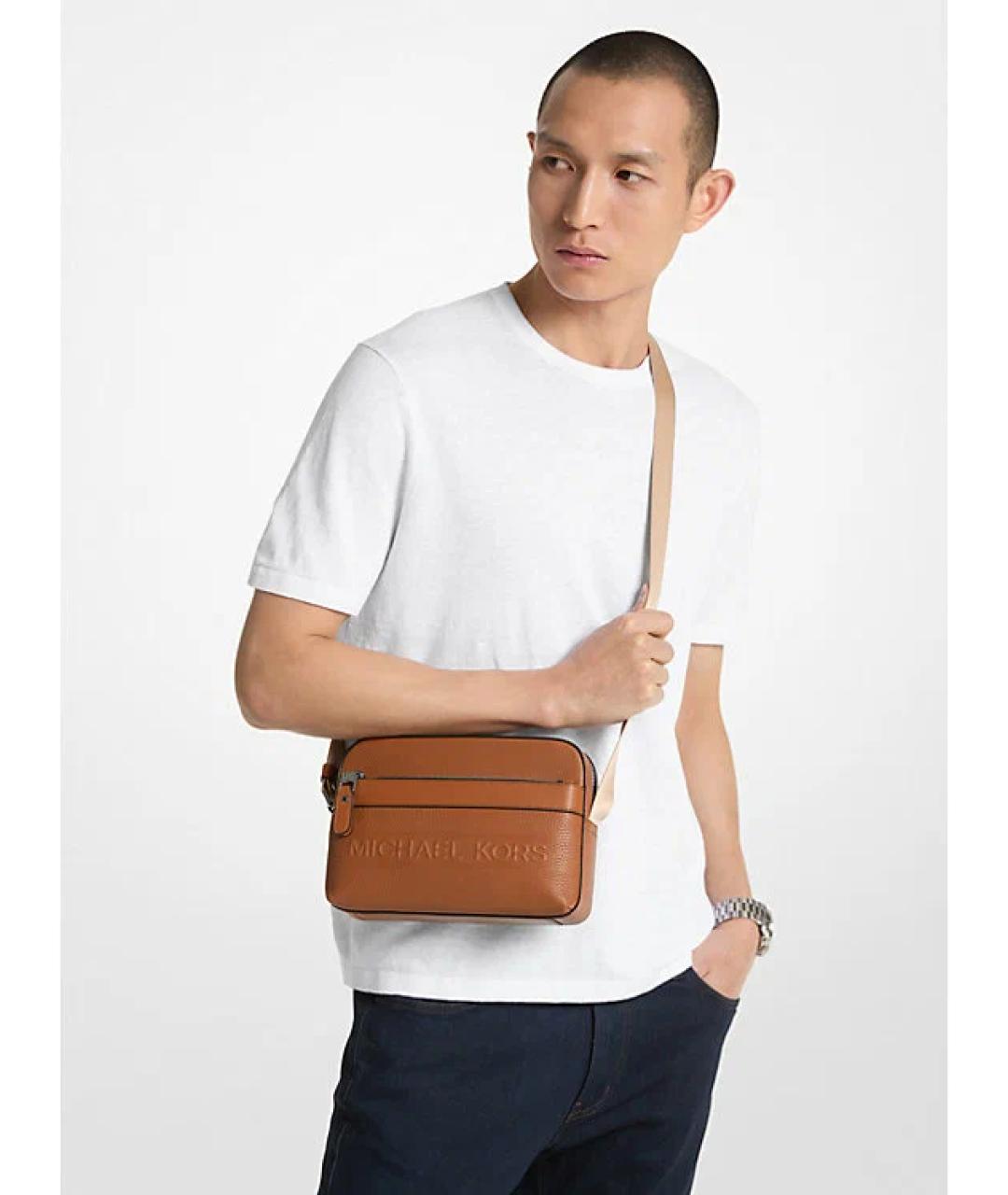 MICHAEL MICHAEL KORS Коричневая кожаная сумка на плечо, фото 3