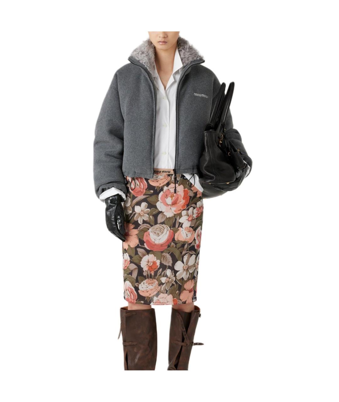 MIU MIU Серый пуховик, фото 2