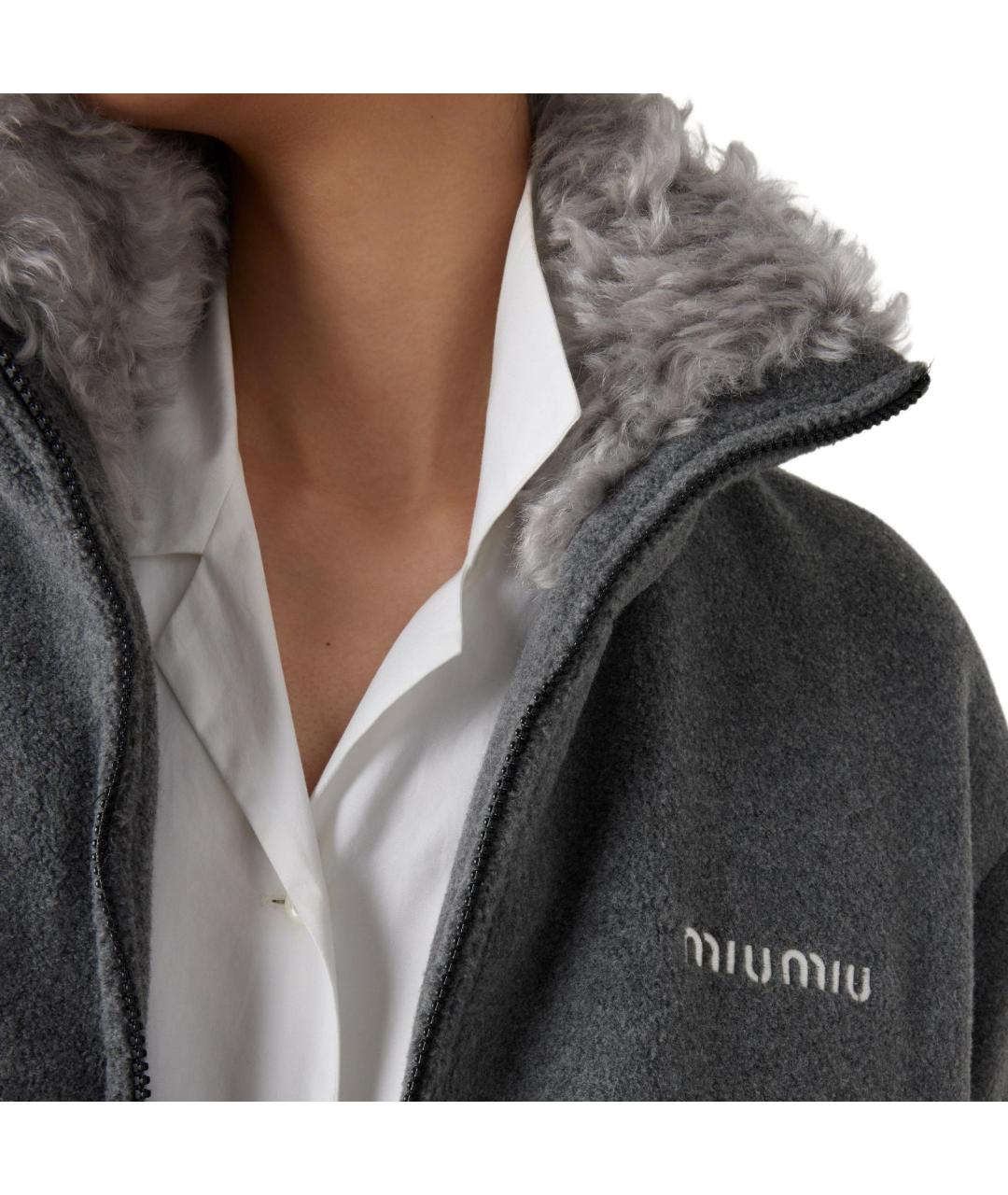 MIU MIU Серый пуховик, фото 5