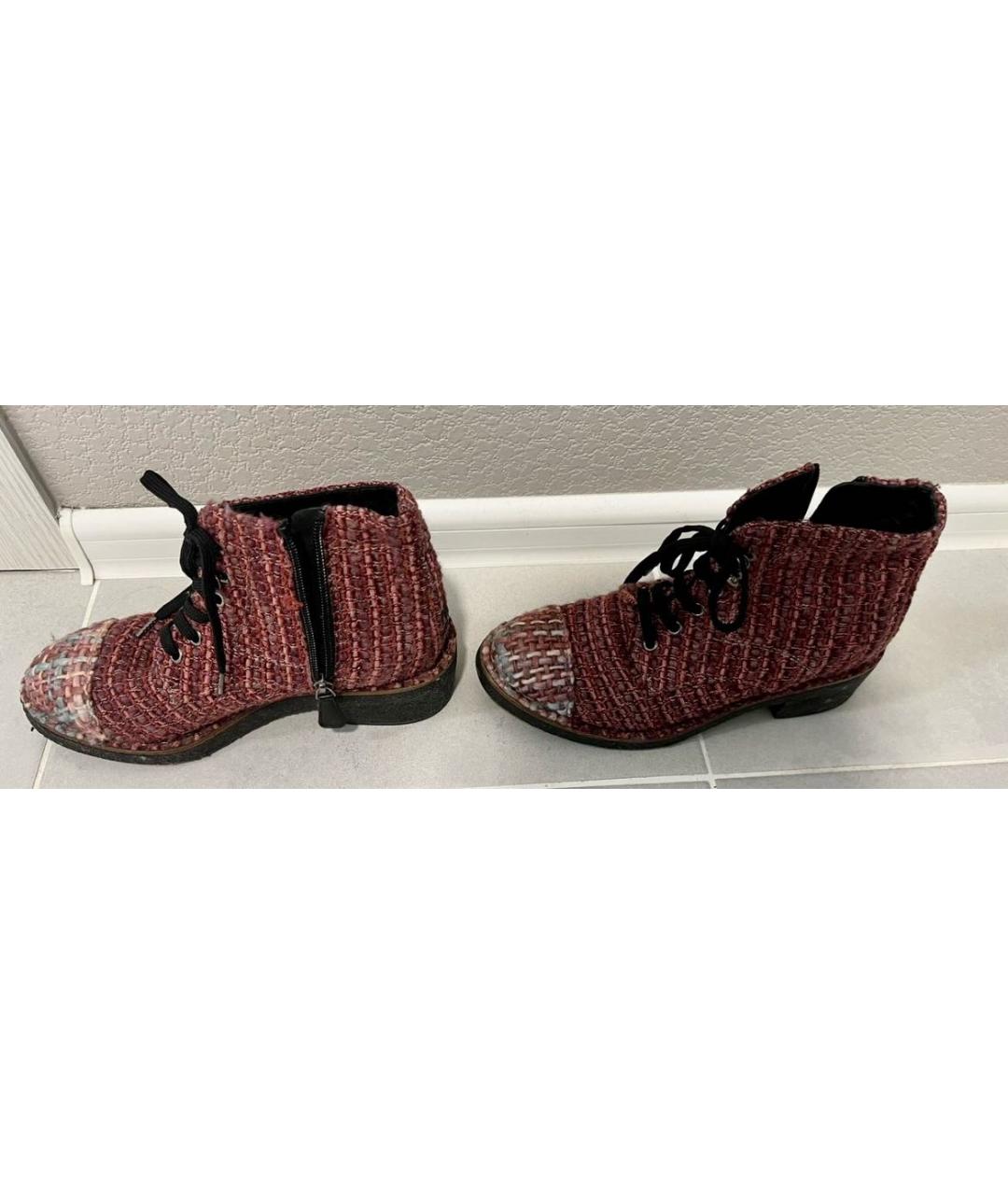 CHANEL Бордовые ботинки, фото 4