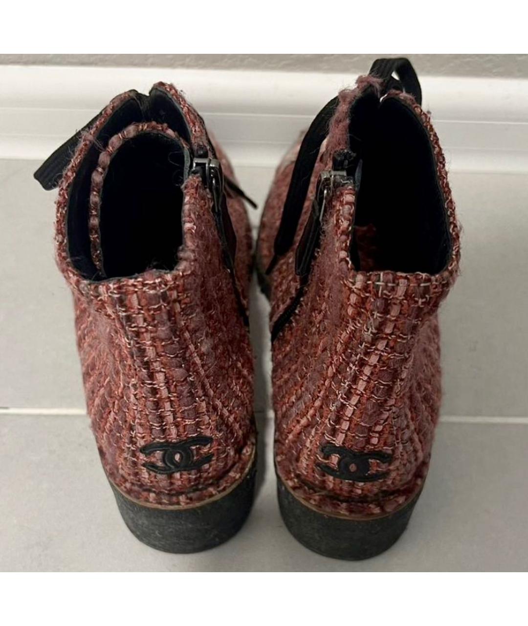 CHANEL Бордовые ботинки, фото 3