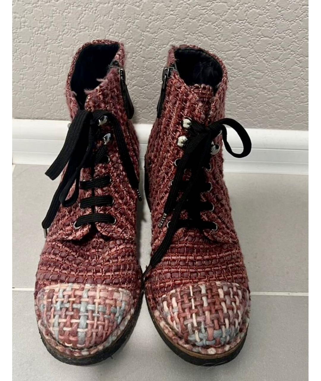 CHANEL Бордовые ботинки, фото 2