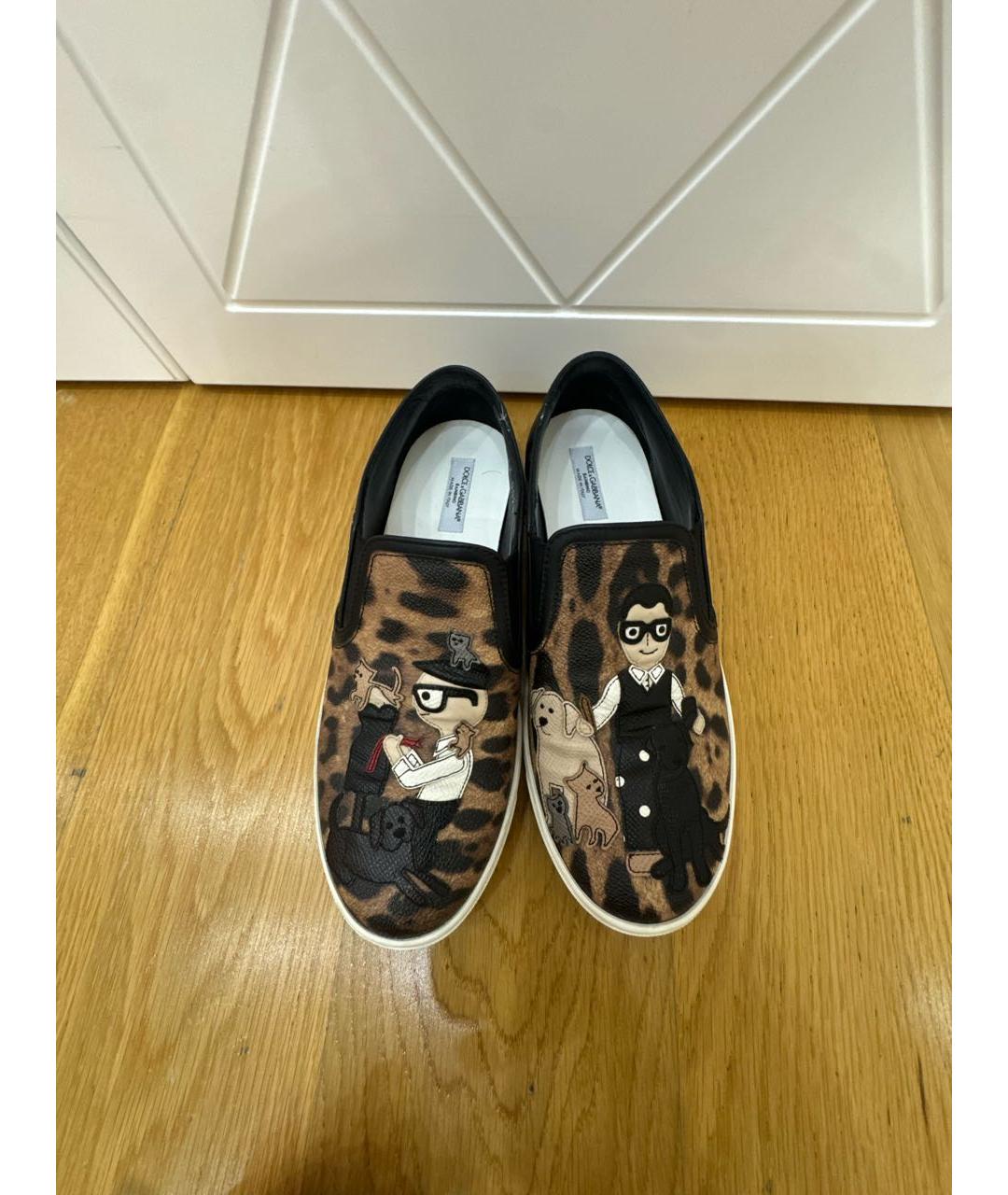 DOLCE&GABBANA Коричневые кожаные слипоны, фото 3