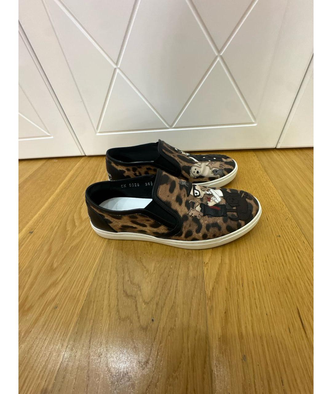 DOLCE&GABBANA Коричневые кожаные слипоны, фото 4