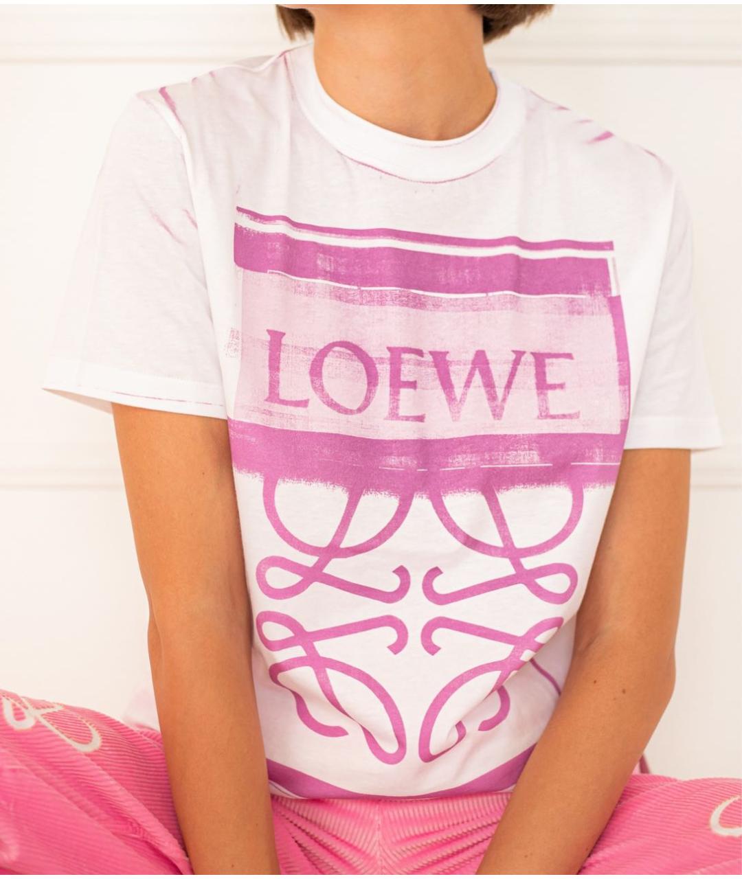 LOEWE Белая хлопковая футболка, фото 8