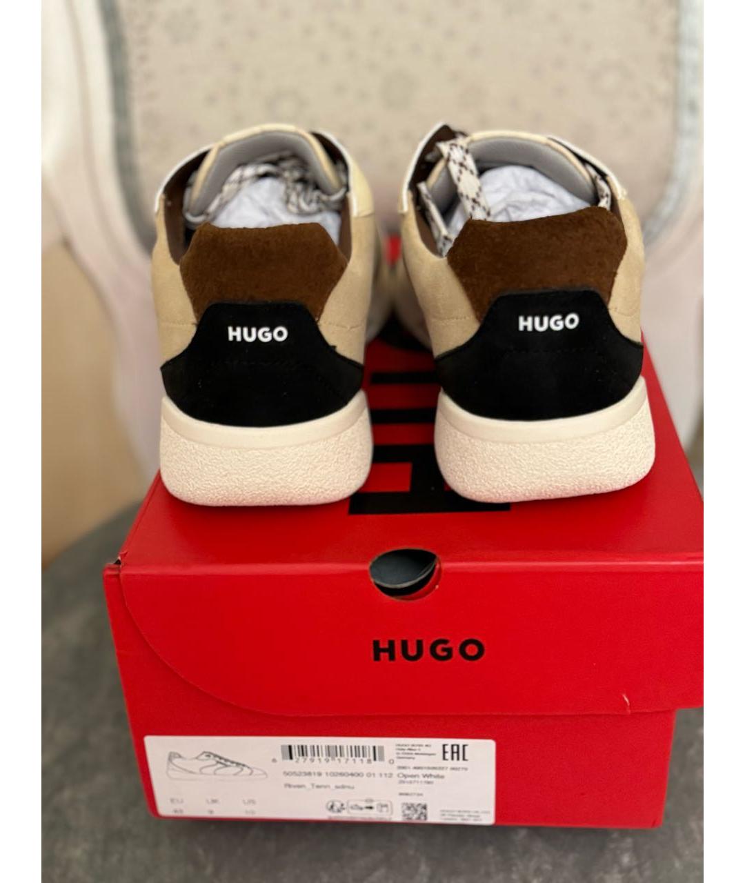 HUGO BOSS Бежевые замшевые низкие кроссовки / кеды, фото 5