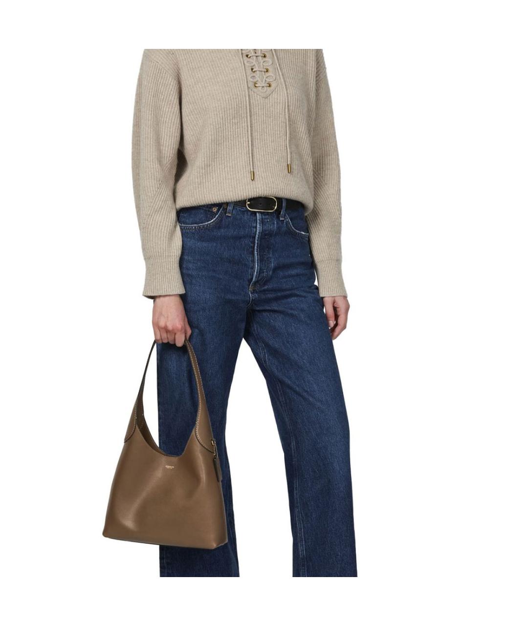 COACH Коричневая кожаная сумка через плечо, фото 7