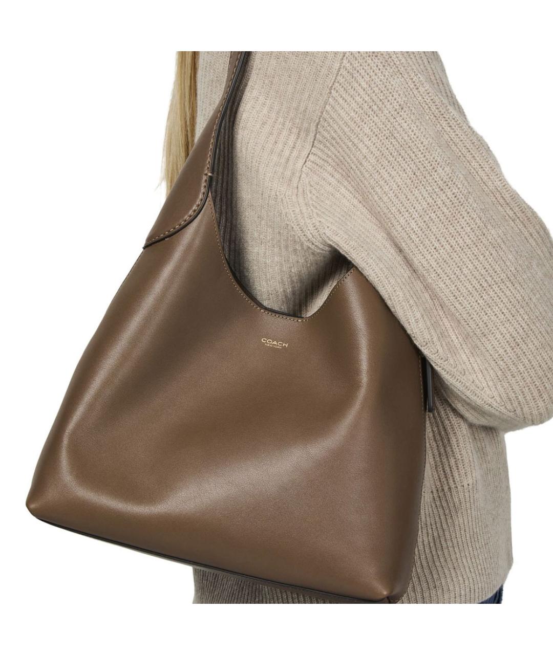 COACH Коричневая кожаная сумка через плечо, фото 8