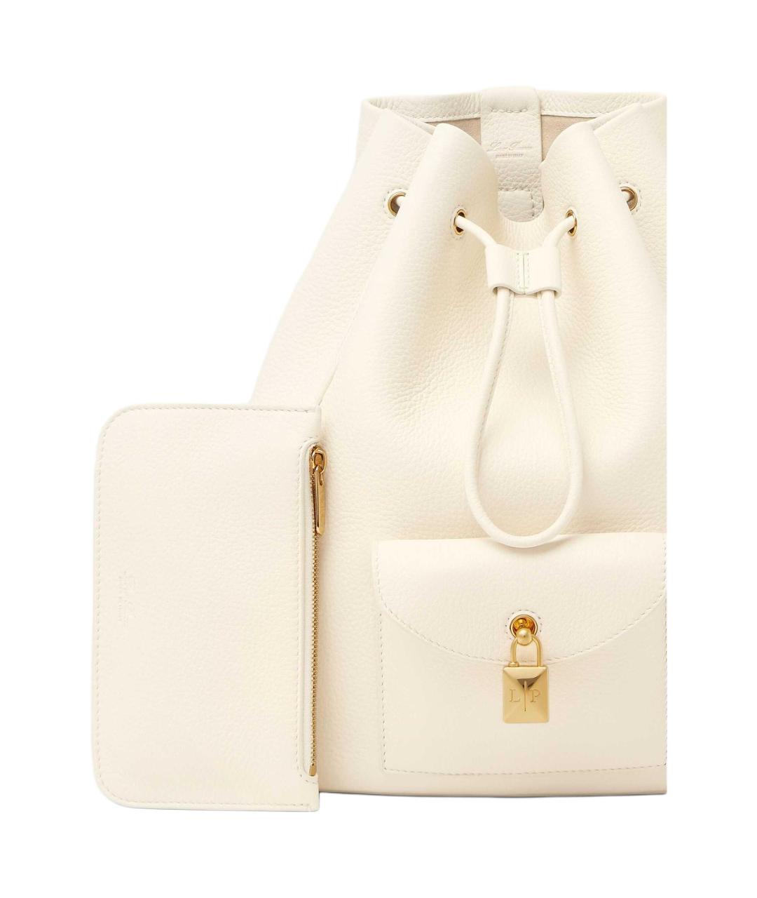 LORO PIANA Бежевый кожаный рюкзак, фото 4