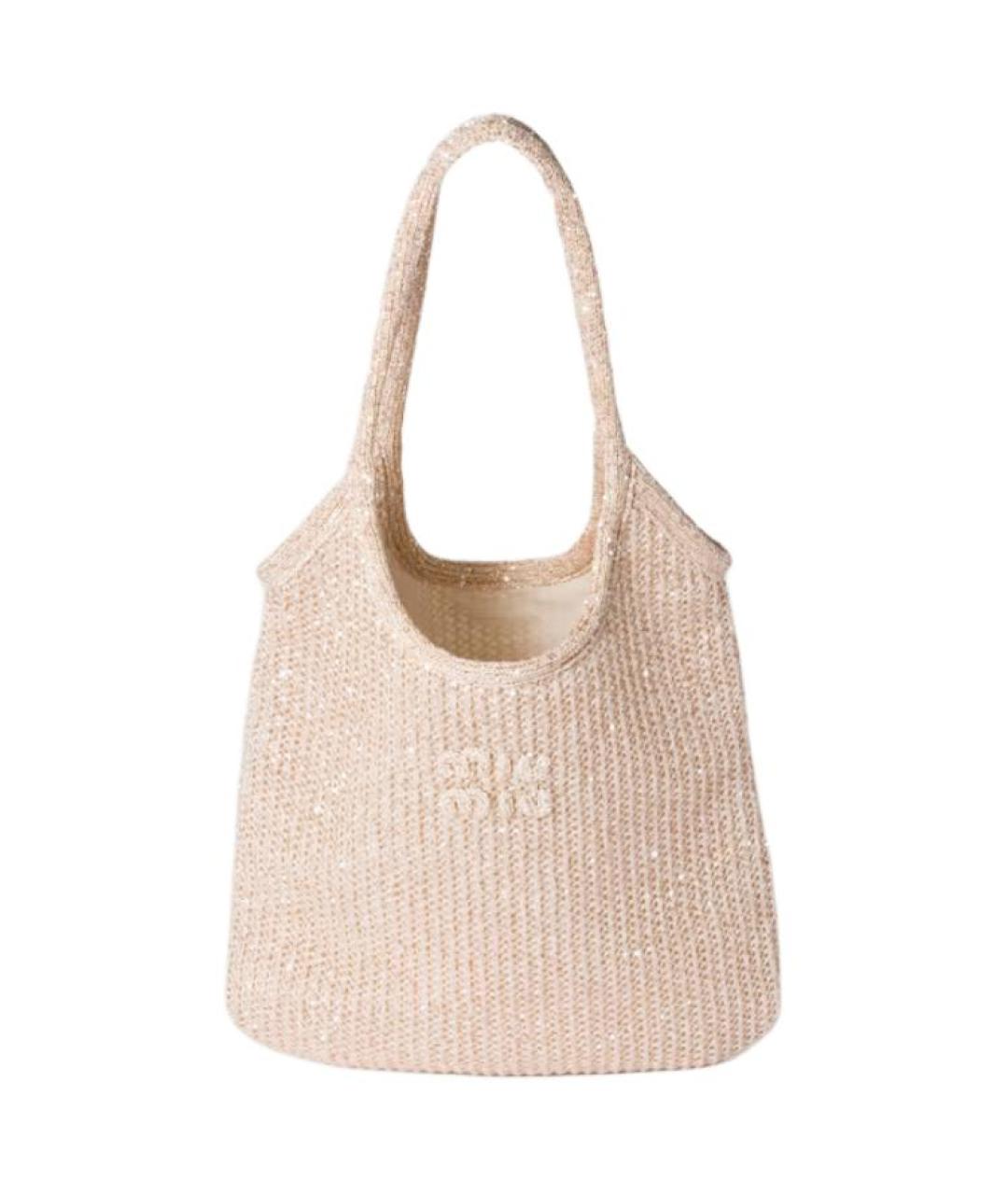 MIU MIU Бежевая тканевая сумка через плечо, фото 1