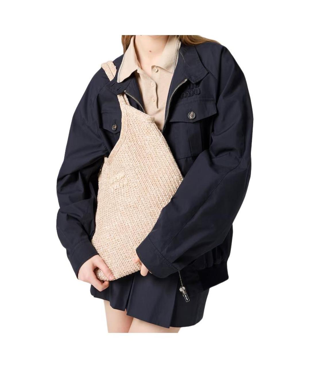 MIU MIU Бежевая тканевая сумка через плечо, фото 4