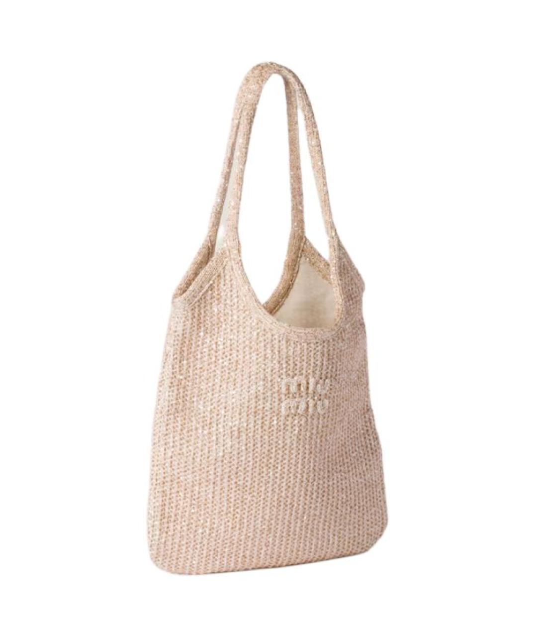 MIU MIU Бежевая тканевая сумка через плечо, фото 3