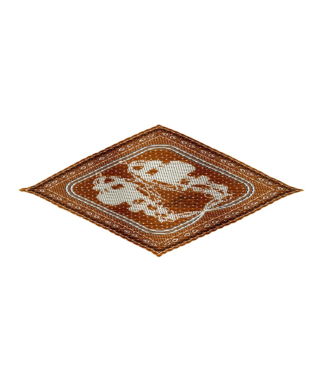 HERMES Коричневый шелковый шарф, фото 2