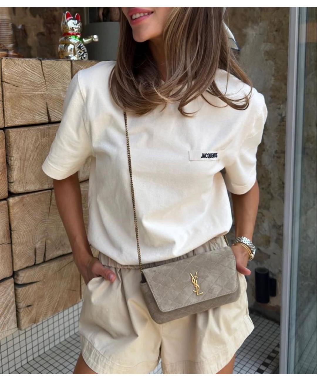 JACQUEMUS Бежевая хлопковая футболка, фото 2