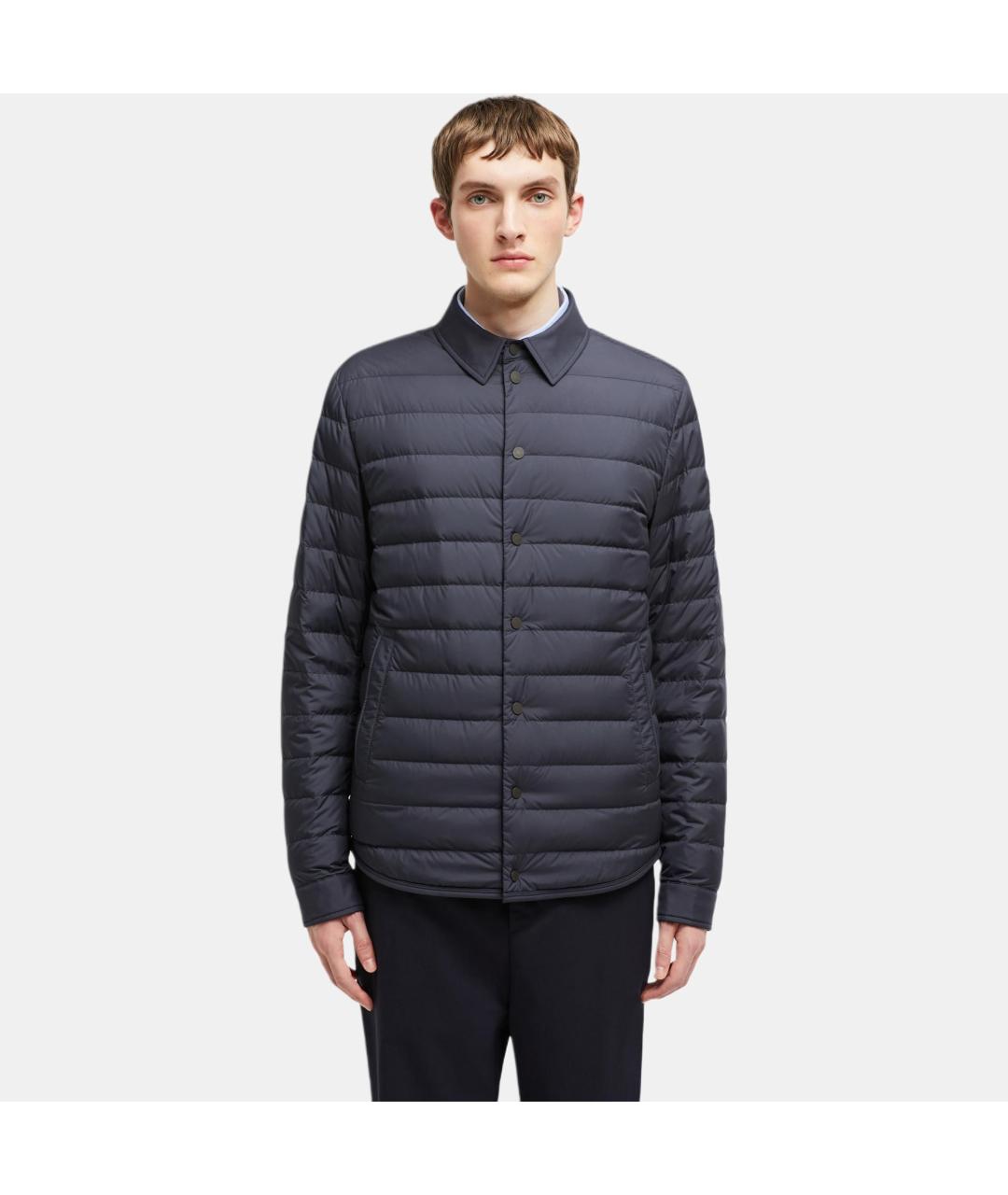 MONCLER Темно-синий полиамидовый пуховик, фото 3