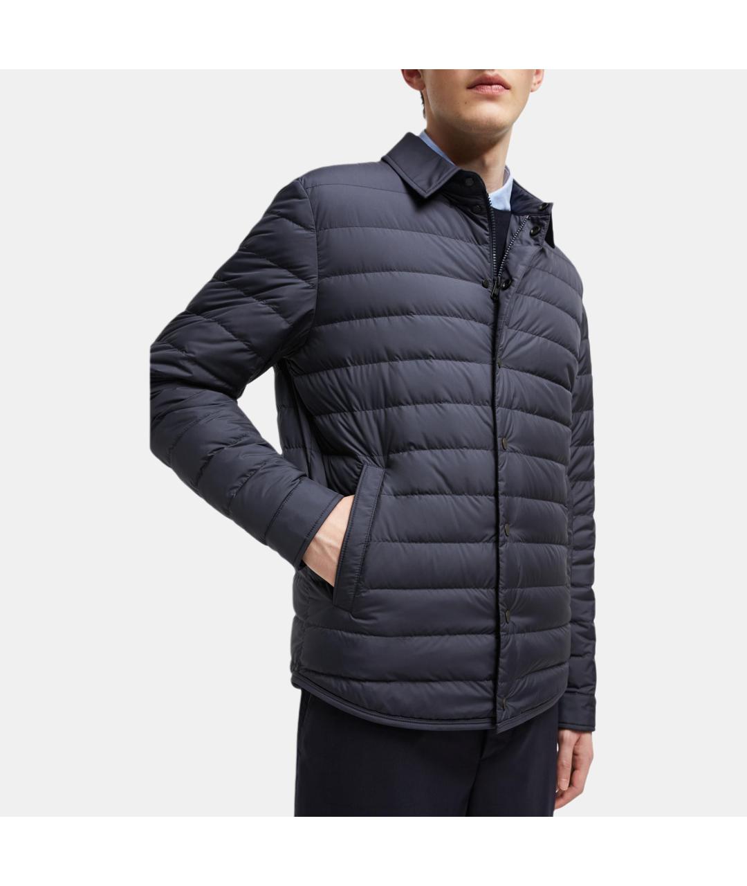 MONCLER Темно-синий полиамидовый пуховик, фото 4
