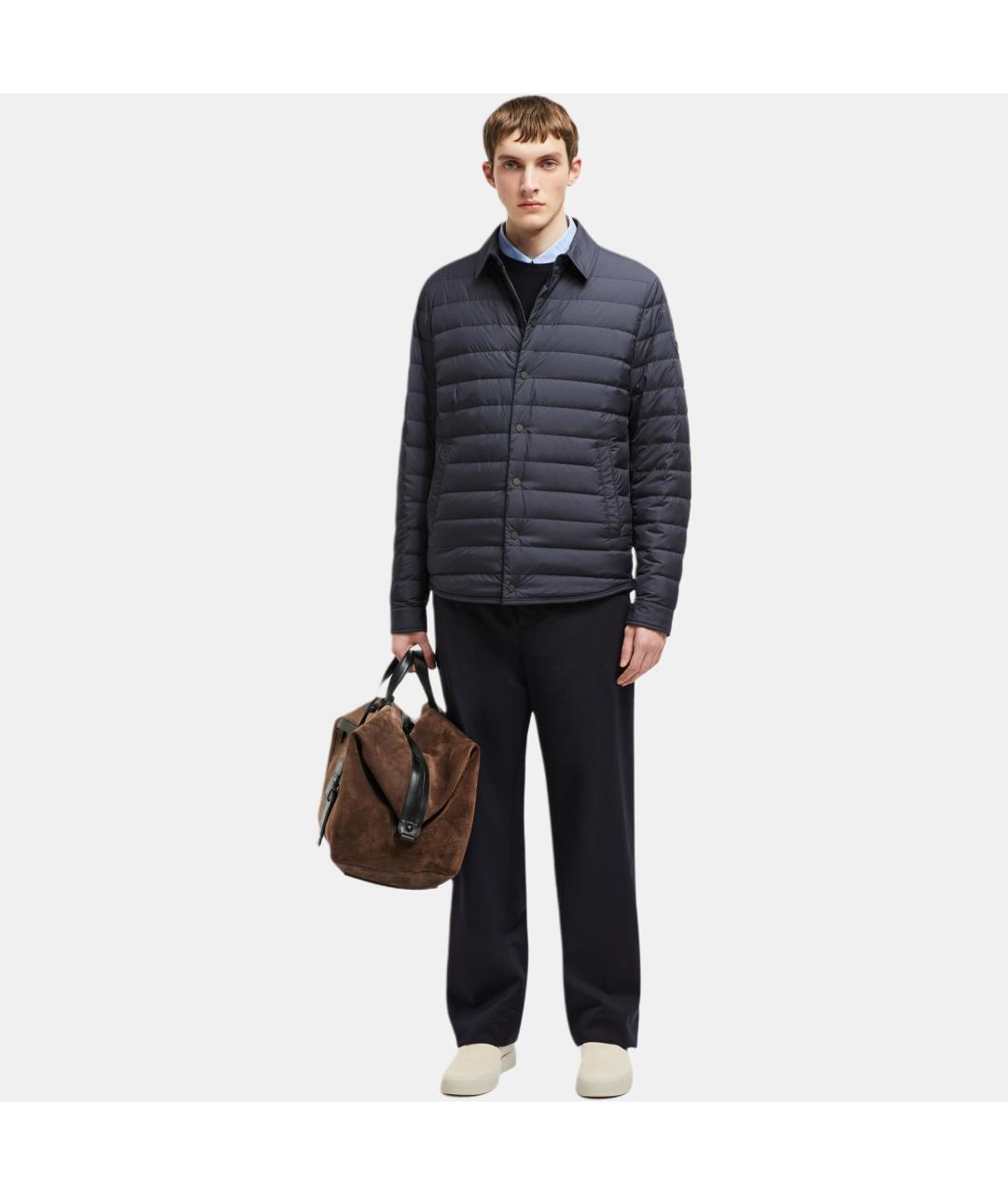 MONCLER Темно-синий полиамидовый пуховик, фото 2