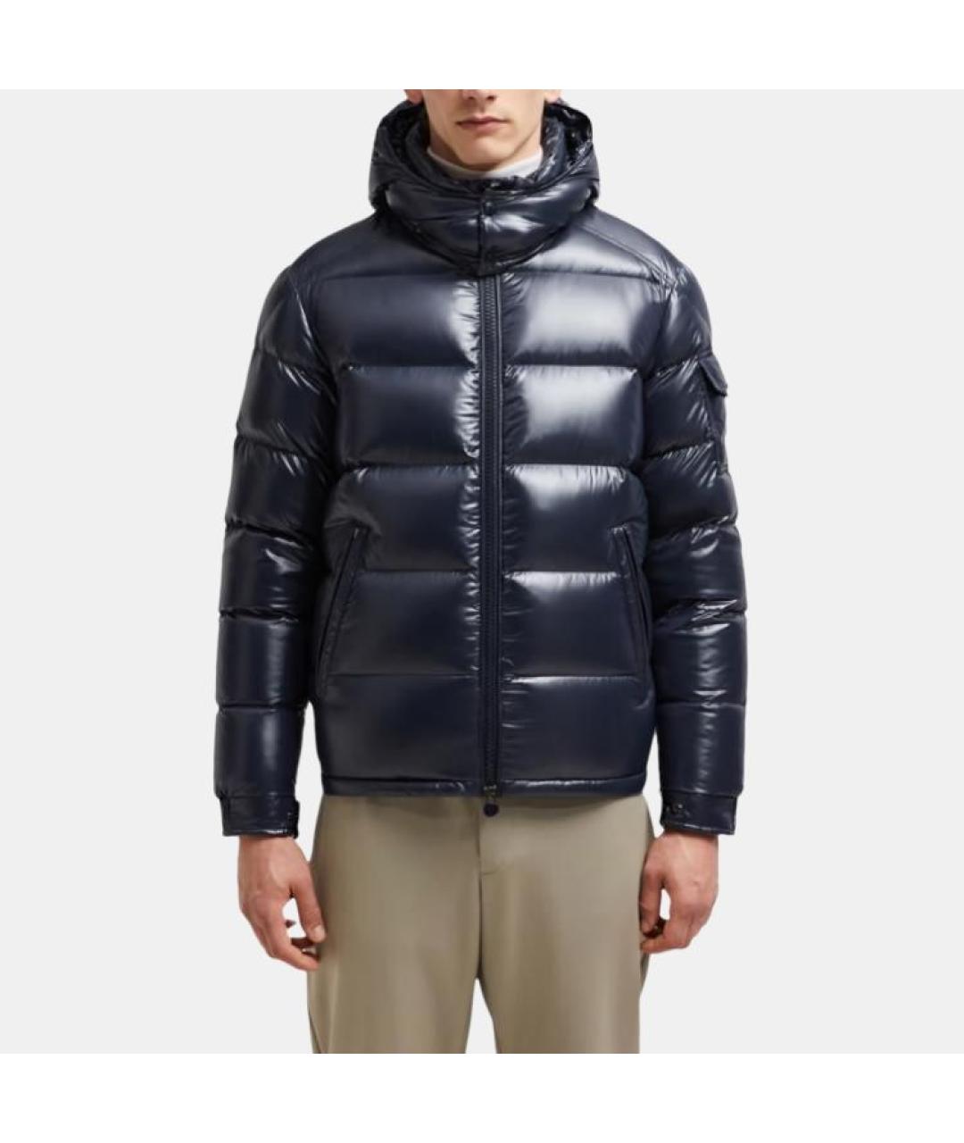 MONCLER Темно-синяя полиамидовая куртка, фото 2