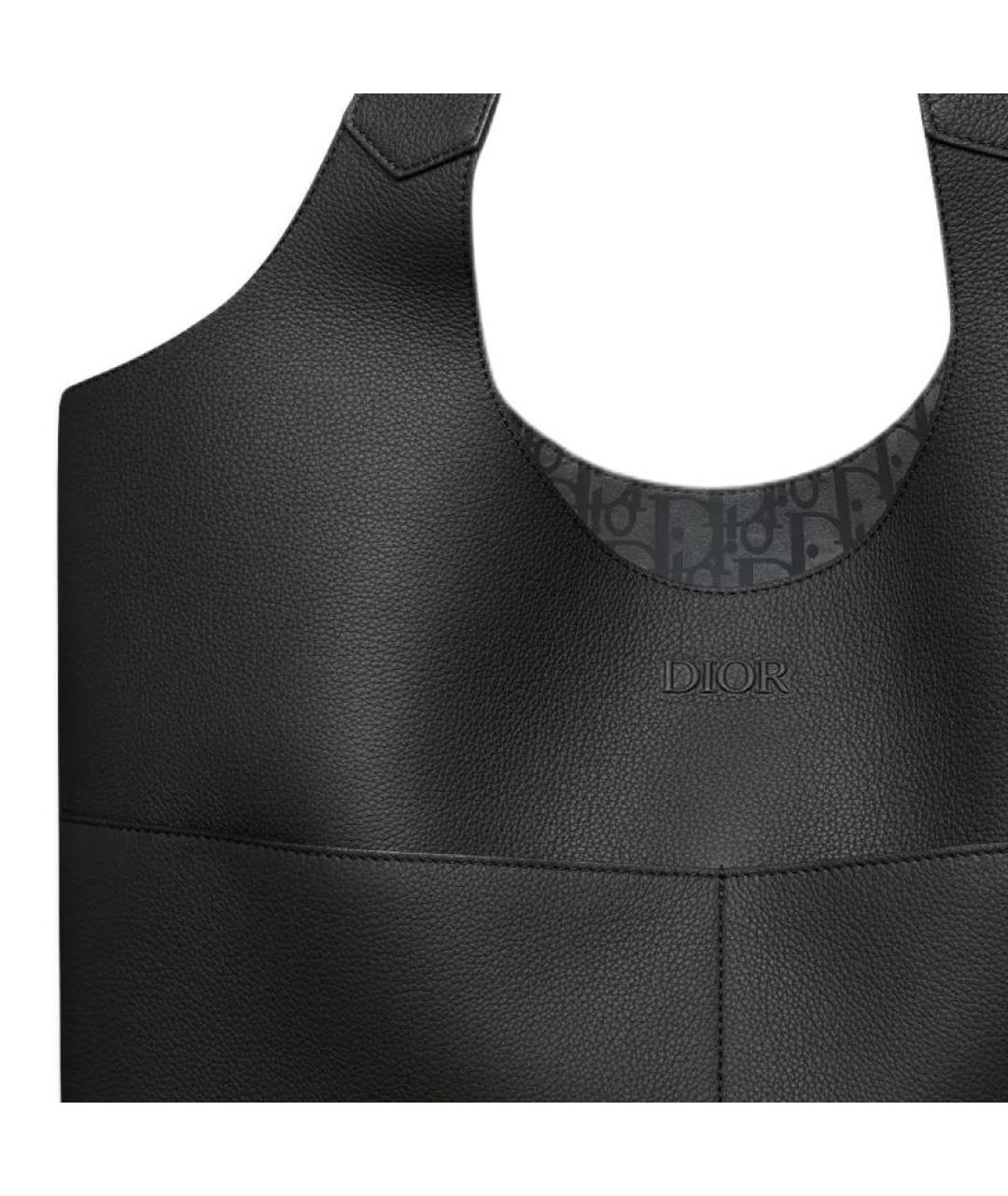 CHRISTIAN DIOR Черная кожаная сумка на плечо, фото 3