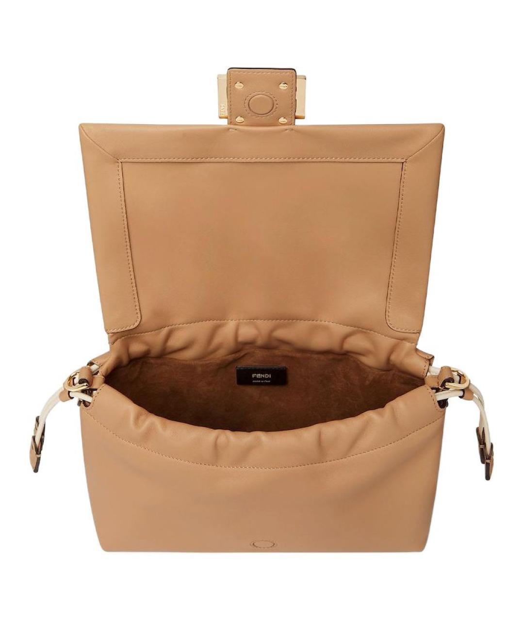 FENDI Коричневая кожаная сумка через плечо, фото 4