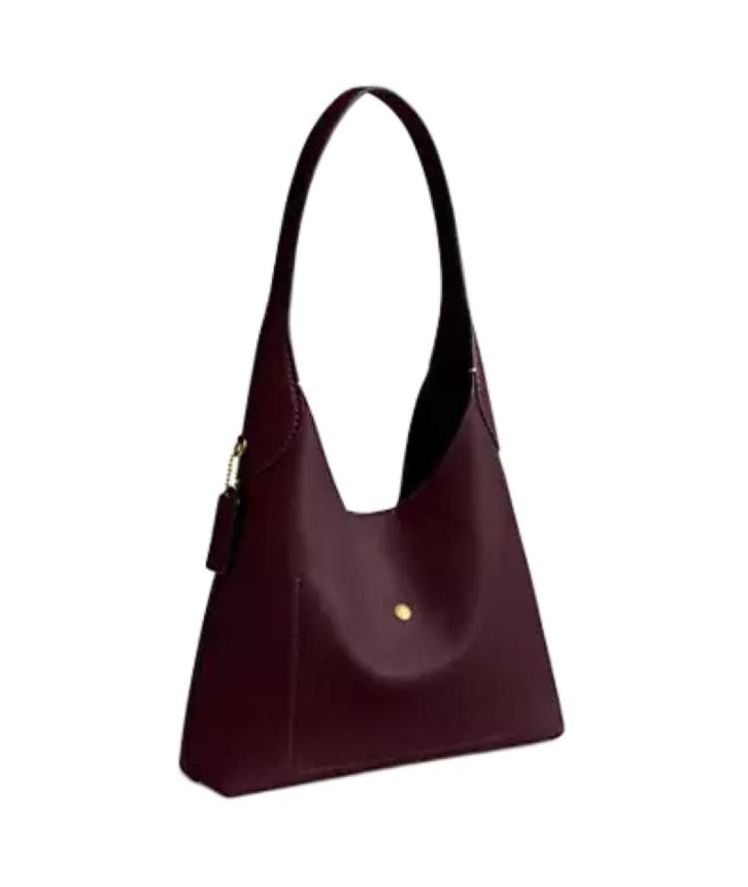 COACH Бордовая кожаная сумка через плечо, фото 4