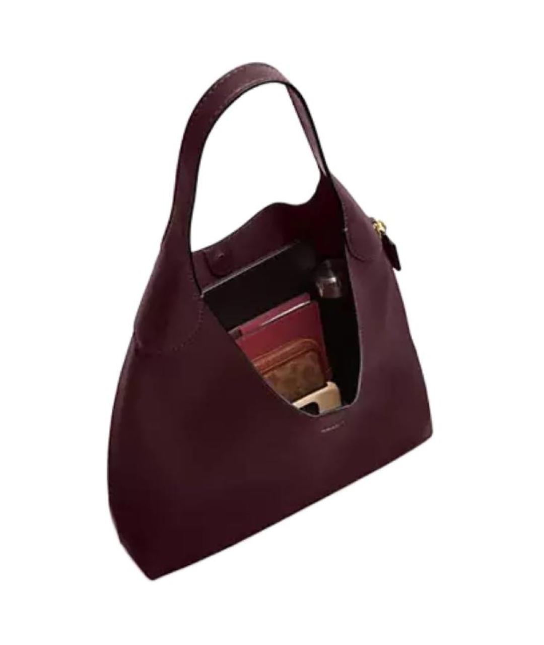 COACH Бордовая кожаная сумка через плечо, фото 6