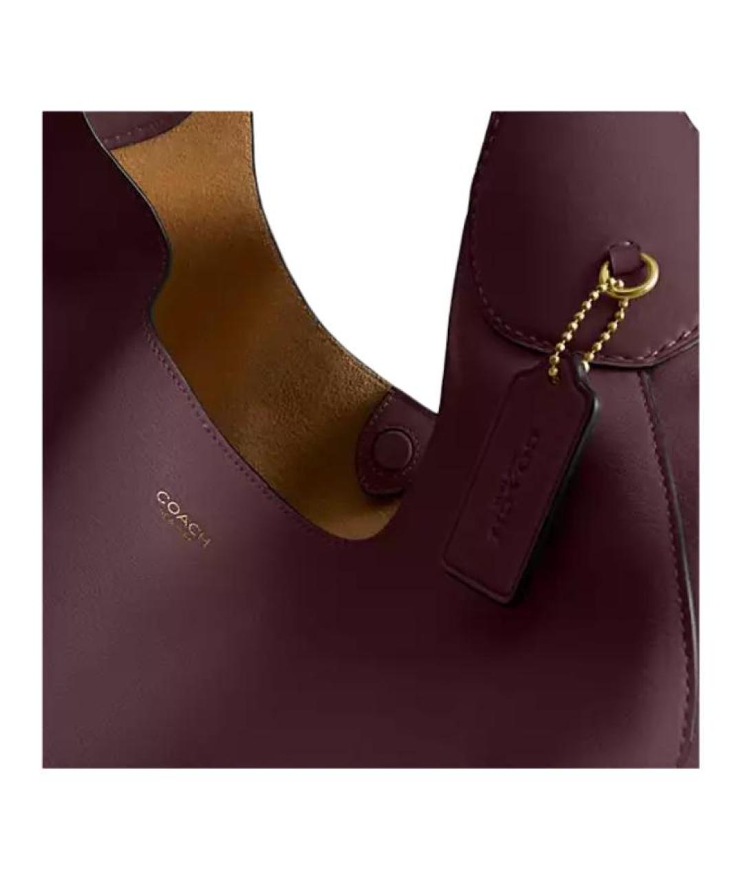 COACH Бордовая кожаная сумка через плечо, фото 7