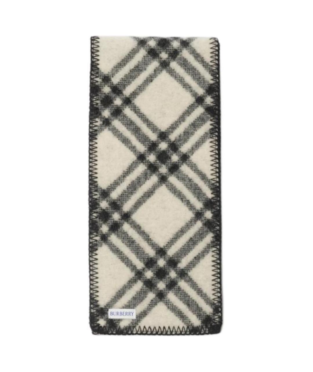 BURBERRY Черный шерстяной шарф, фото 2