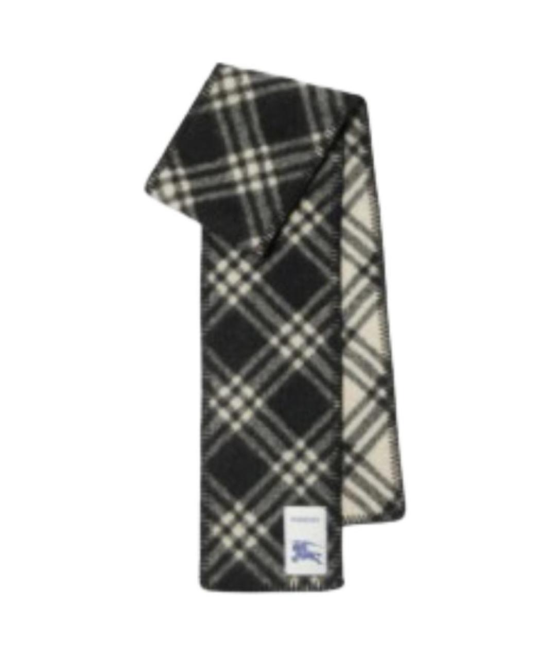 BURBERRY Черный шерстяной шарф, фото 1