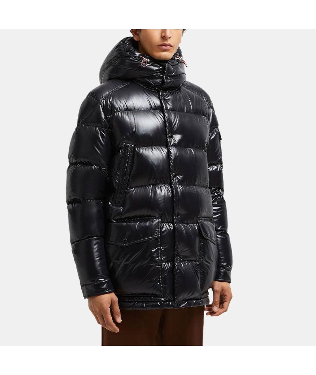 MONCLER Черный полиамидовый пуховик, фото 2