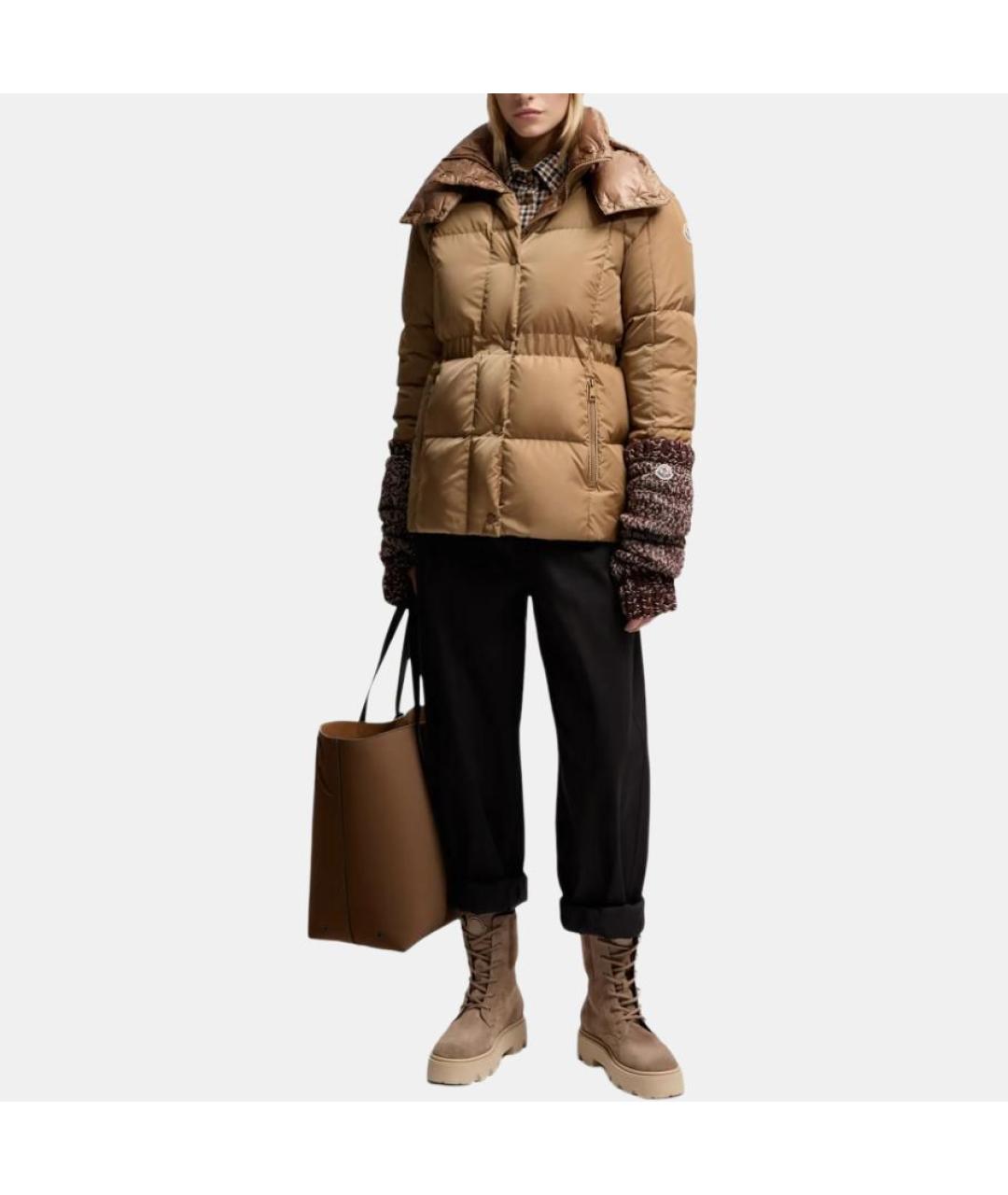 MONCLER Бежевый пуховик, фото 3