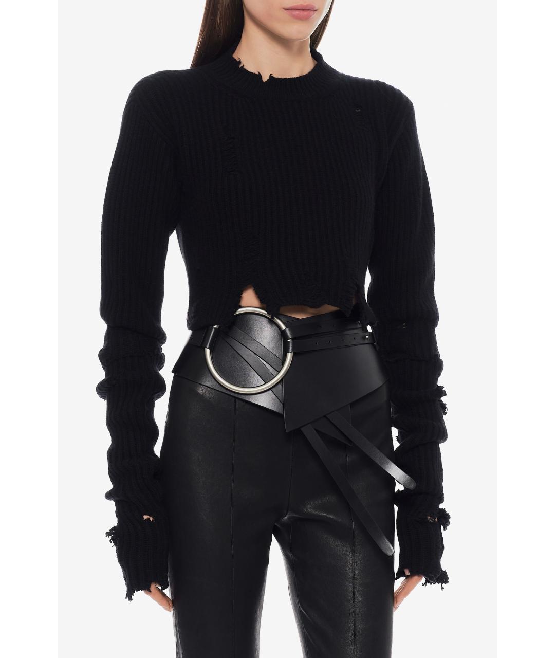 ANN DEMEULEMEESTER Черный кожаный ремень, фото 2