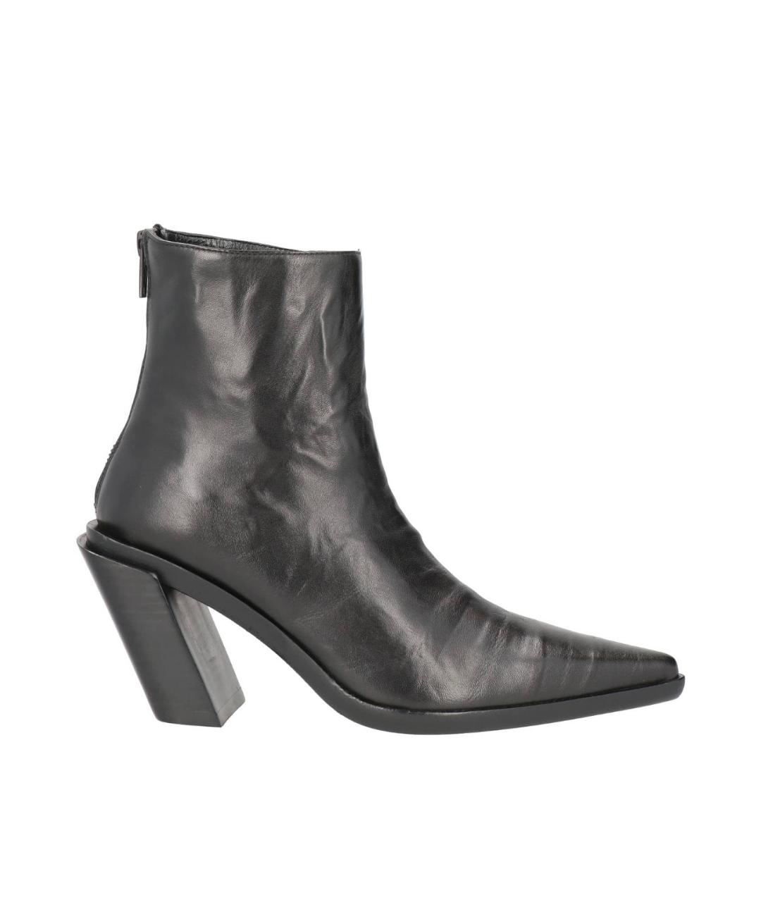 ANN DEMEULEMEESTER Черные кожаные ботильоны, фото 1