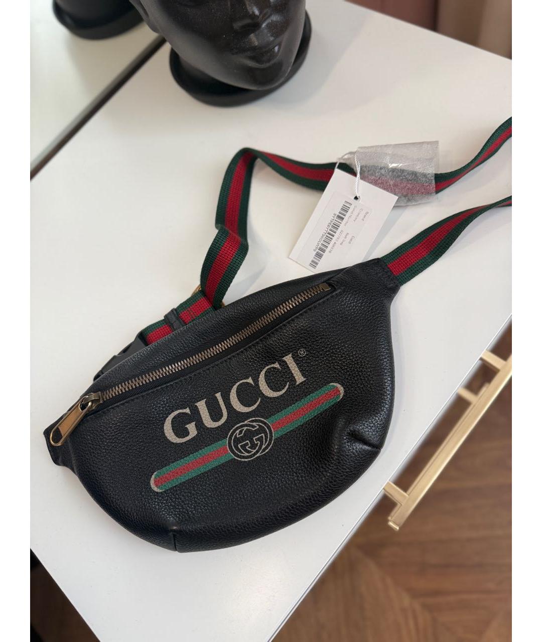 GUCCI Черная кожаная поясная сумка, фото 3